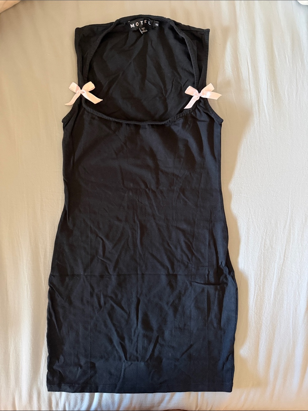 Motel Rocks Black mini Dress with Pink Bows